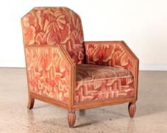 Pair 1930s Art Deco Lounge Chairs w Matching Ottomans manner of Paul Follot - 1824387