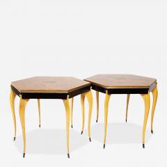 Pair 1940 s Swedish Side Tables with Inlaid Rosewood Parquet Top - 4445177