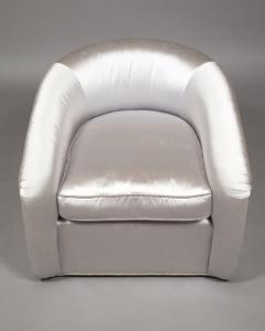Pair 1950s Silk Upholstered Lounge Chairs - 1592832