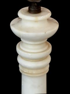 Pair 1950s White Marble Columnar Lamps in the Neoclassical Taste - 4121171