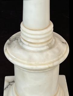 Pair 1950s White Marble Columnar Lamps in the Neoclassical Taste - 4121172