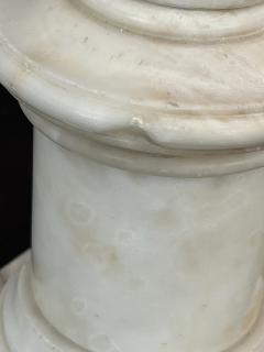 Pair 1950s White Marble Columnar Lamps in the Neoclassical Taste - 4121176