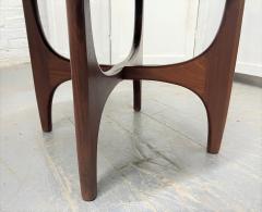 Pair 1960s Solid Walnut Stools in Boucle Fabric - 2056016