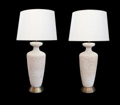 Pair 1960s Urn form Textured Pottery Lamps - 4485264