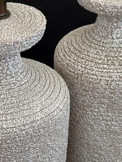 Pair 1960s Urn form Textured Pottery Lamps - 4485267