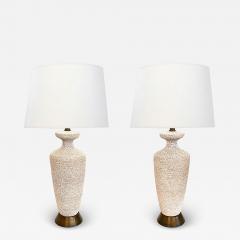 Pair 1960s Urn form Textured Pottery Lamps - 4485313