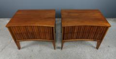 Pair 1970 Curved Walnut Nightstands by Strata for Unagusta USA - 2298707