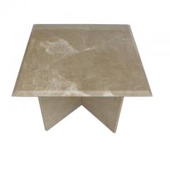 Pair 1970s Italian Travertine Pedestal Side Tables - 2691740