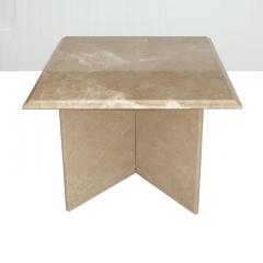 Pair 1970s Italian Travertine Pedestal Side Tables - 2691741