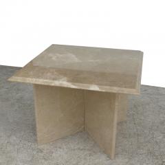 Pair 1970s Italian Travertine Pedestal Side Tables - 2691742