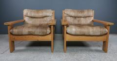 Pair 1970s Pinewood Patchwork Cognac Leather Lounge Chair - 2314012
