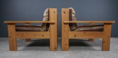Pair 1970s Pinewood Patchwork Cognac Leather Lounge Chair - 2314014
