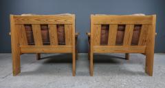 Pair 1970s Pinewood Patchwork Cognac Leather Lounge Chair - 2314015