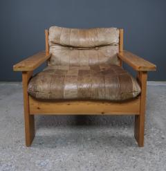 Pair 1970s Pinewood Patchwork Cognac Leather Lounge Chair - 2314016
