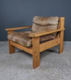 Pair 1970s Pinewood Patchwork Cognac Leather Lounge Chair - 2314020