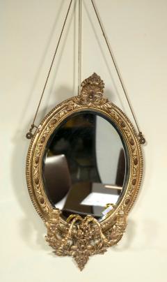 Pair 19th C Mirror Oval Sconces Giltwood Design With Two Candle On Each Mirror - 2934473