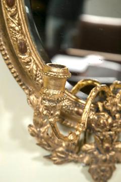 Pair 19th C Mirror Oval Sconces Giltwood Design With Two Candle On Each Mirror - 2934476