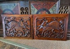 Pair 19th Century Chinese Carved Hardwood Plaques - 3072280