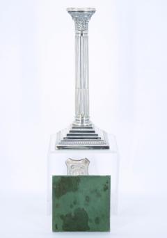 Pair 19th Century English Silverplate Neoclassical Column Form Candlesticks - 3167089