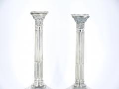 Pair 19th Century English Silverplate Neoclassical Column Form Candlesticks - 3167092