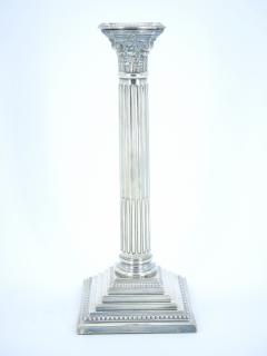 Pair 19th Century English Silverplate Neoclassical Column Form Candlesticks - 3167098