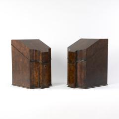 Pair 19th Century Faux Burl Painted Knife Boxes Fitted as Stationery Boxes  - 2180395