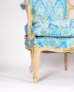Pair 19th Century French Hand Painted Wooden Upholstered Armchairs - 3331358