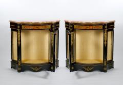 Pair 19th Century French Napoleon III Boulle Marquetry Ebonized Side Cabinets - 3329015