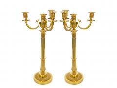 Pair 19th Century Italian Gilt Bronze Four Light Candelabra Engraved Details - 4706275