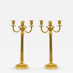 Pair 19th Century Italian Gilt Bronze Four Light Candelabra Engraved Details - 4708321
