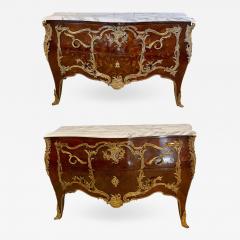 Pair 19th Century King and Queen Compatible Marble Top Commodes or Chest - 1242115