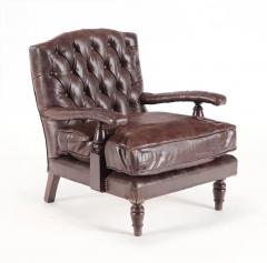 Pair 19th Century Napolean III Tufted Leather Armchairs - 2338769