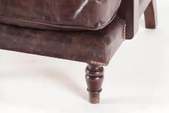 Pair 19th Century Napolean III Tufted Leather Armchairs - 2338770