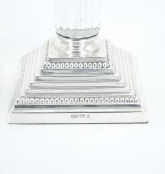 Pair 19th Century Portuguese Silverplated and Glass Column Form Candlesticks - 3168733