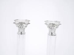 Pair 19th Century Portuguese Silverplated and Glass Column Form Candlesticks - 3168737