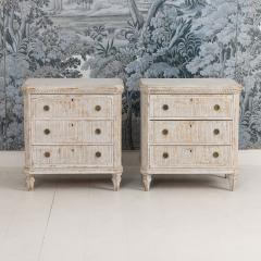 Pair 19th c Swedish Gustavian Painted Bedside Commodes with Reeded Drawers - 4505529