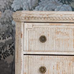 Pair 19th c Swedish Gustavian Painted Bedside Commodes with Reeded Drawers - 4505532