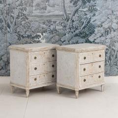 Pair 19th c Swedish Gustavian Painted Bedside Commodes with Reeded Drawers - 4505534