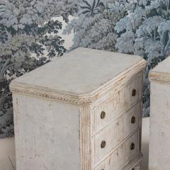 Pair 19th c Swedish Gustavian Painted Bedside Commodes with Reeded Drawers - 4505537