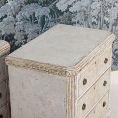 Pair 19th c Swedish Gustavian Painted Bedside Commodes with Reeded Drawers - 4505538