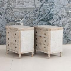 Pair 19th c Swedish Gustavian Painted Bedside Commodes with Reeded Drawers - 4505539