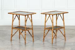 Pair 19thC English Bamboo Laquered Tables - 3139146