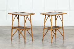 Pair 19thC English Bamboo Laquered Tables - 3139148