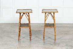 Pair 19thC English Bamboo Laquered Tables - 3139154