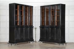 Pair 19thC English Ebonised Pine Glazed Housekeepers Cupboards - 4470344