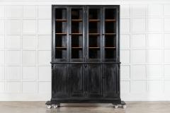 Pair 19thC English Ebonised Pine Glazed Housekeepers Cupboards - 4470345