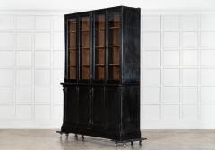 Pair 19thC English Ebonised Pine Glazed Housekeepers Cupboards - 4470350