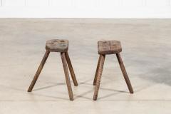 Pair 19thC English Elm Cutler Stools - 4393881