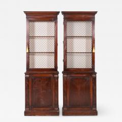 Pair 19thC English Mahogany Glazed Cabinets - 2669239