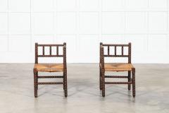 Pair 19thC English Oak Bobbin Corner Chairs - 3949643